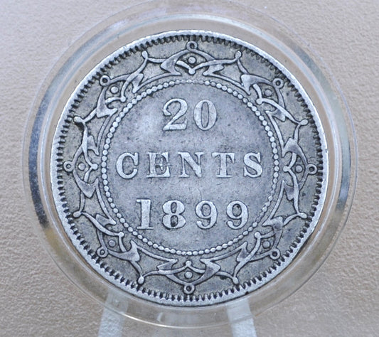 1899 Newfoundland 20 Cent Coin - XF (Extremely Fine) Grade / Condition - Queen Victoria - Twenty Cents Newfoundland 1899 Silver