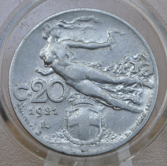 1921 Italian 20 Centesimi Coin - Vittorio Emanuele III - C.20 - Great Detail; Beautiful Design & Artwork - Italy 20 Centesimi