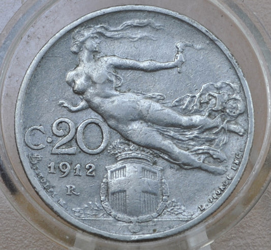 1912 Italian 20 Centesimi Coin - Vittorio Emanuele III - C.20 - Great Detail; Beautiful Design & Artwork - Italy 20 Centesimi