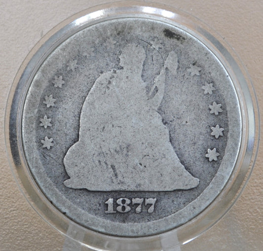1877-S Seated Liberty Quarter  - AG (About Good) - 1877 S Silver Quarter / 1877 Liberty Seated Quarter