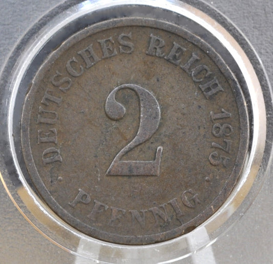 1875 German 2 Pfennig Deutsches Reich  - Great condition - Second Reich of Germany 1875 G 2 Pfennig - 1800s German Empire Coin - Two Pfennig 1875-G