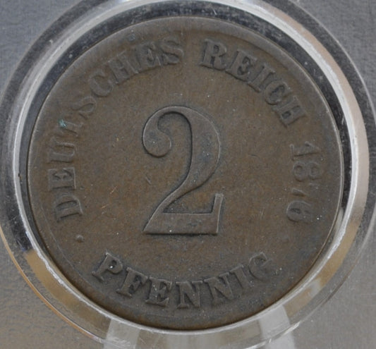 1876 German 2 Pfennig Deutsches Reich - Great condition - Second Reich of Germany 1876 G 2 Pfennig - 1800s German Empire Coin - Two Pfennig 1876 G