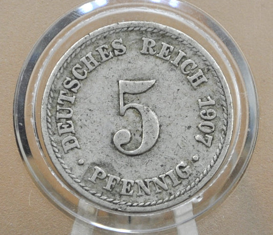1907 German 5 Pfennig Deutsches Reich  - Great condition - Second Reich of Germany 1907 German Coin - Five Pfennig 1907