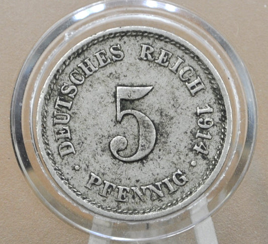 1914 German 5 Pfennig Deutsches Reich  - Great condition - Second Reich of Germany 1914 German Coin - Five Pfennig 1914