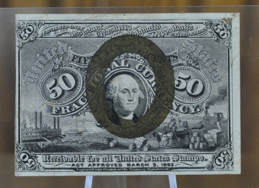 2nd Issue 50 Cent Fractional Note Fr#1322 - Uncirculated - "18-63", "T" "1" on reverse, rarer variety - Second Issue Fractional Note Five Cent, Friedberg Number 1322