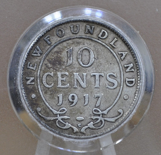 1917 Newfoundland Ten Cent - Very Fine Plus Grade / Condition - Low Mintage Coin - Ten Cents Newfoundland 1917