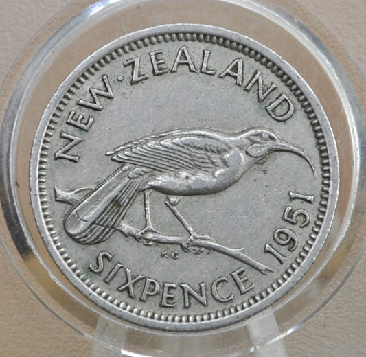 1951 New Zealand Sixpence - Great Condition, AU - 1951 New Zealand Six pence 6 Pence
