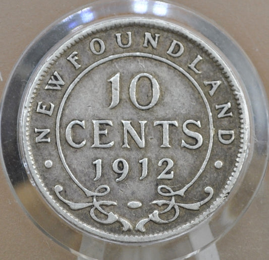 1912 Newfoundland Ten Cents - XF (Extremely Fine) - Ten Cents Newfoundland 1912 Silver - Silver Ten Cents 1912