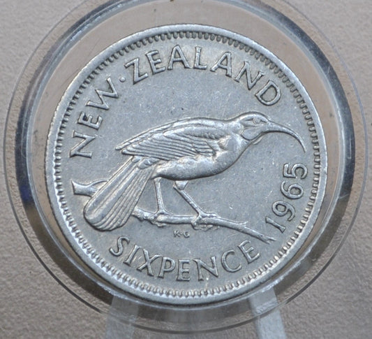 1965 New Zealand Sixpence - Great Condition, AU - 1965 New Zealand Six pence 6 Pence