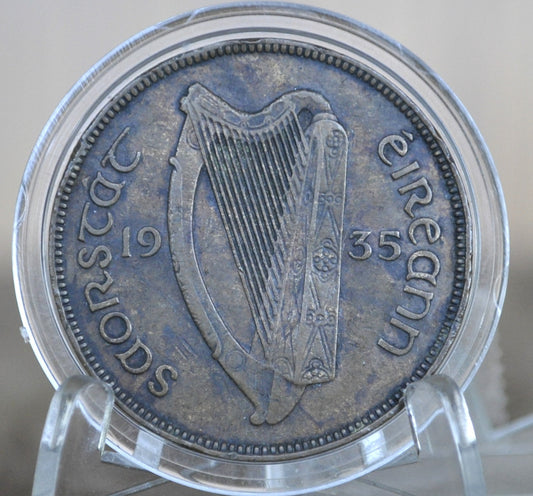 1935 Irish 1 Penny Coin - Great Condition - 1935 One Penny Coin UK - Hen with Chicks Design Irish Coins - Gaelic Writing