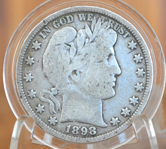 1898 Barber Silver Half Dollar - VG10 (Very Good) Condition - Philadelphia Mint - 1898 Liberty Head Half Dollar - 1898 P Liberty Head Half