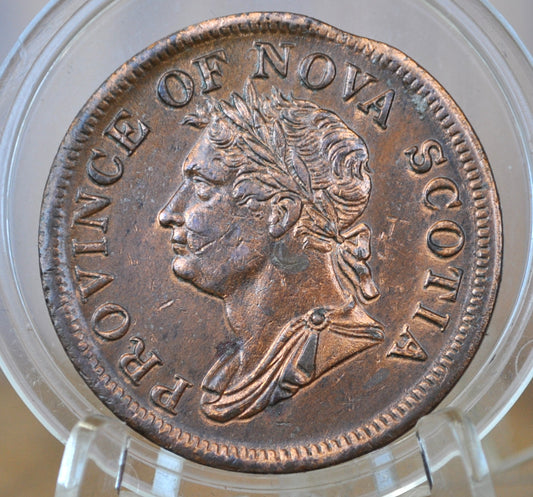 1832 Nova Scotia One Penny Token - Rare coin - AU Details, Low Mintage (200,000) - 1 Penny Token Canada 1832 - Copper - 1832 Canadian Token