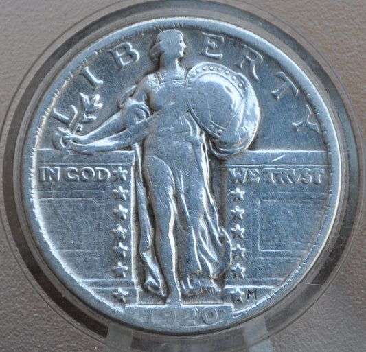 1920 Standing Liberty Quarter - F (Fine) Details, Cleaned - 1920 P Standing Liberty Standing Silver Quarter - Better Date