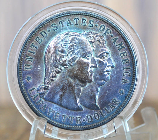 Authentic 1900 Lafayette Dollar - AU+, Cleaned, Great Color - Rarer Early US Commemorative - 1900 Lafayette Silver Dollar