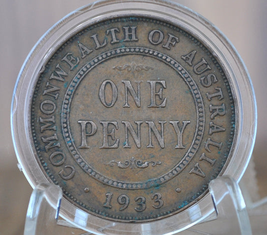 1933 Australian One Penny - XF - King George - Australian One Cent 1933 1 Penny