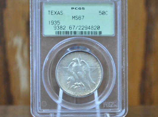 PCGS MS67 1935 Texas Silver Commemorative Half Dollar - MS67 PCGS Graded - Texas Independence Centennial Half 1935