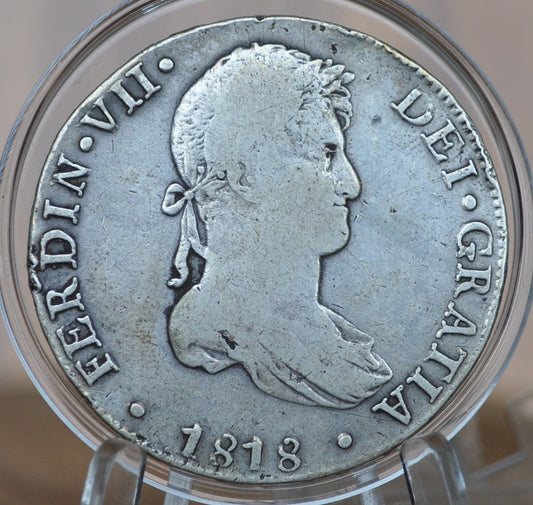 1818 Spanish 8 Reales - Great Detail - Silver Colonial Era Coin - 1818 PJ - Ferdinand VII - 1818 Eight Reales Mexico