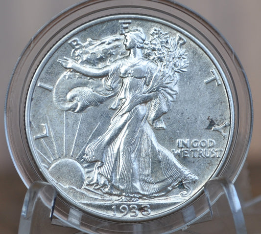 1938 Walking Liberty Silver Half Dollar - AU58 (About Uncirculated) - Philadelphia Mint - 1938-P Half Dollar / 1938 P Half Dollar