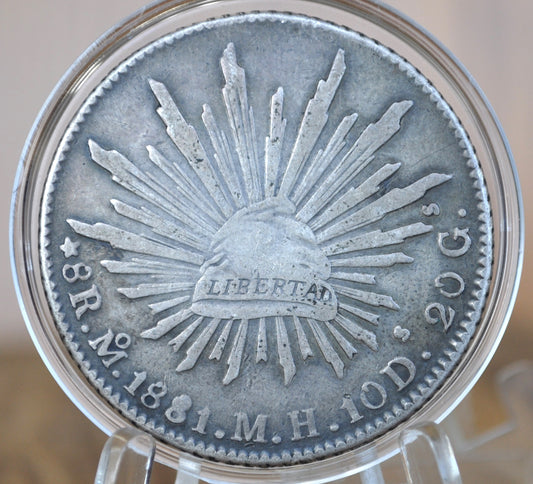 1881 Silver 8 Reales Mexico - XF - Mexican Eight Reales Silver Mexican Coin