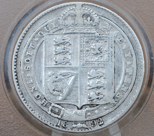 1892 Great Britain Silver 1 Shilling UK One Shilling 1892 - Fine+ Details  - Queen Victoria - 1 Shilling 1887 Sterling Shilling UK