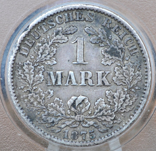 1875 German 1 Mark Deutsches Reich  - XF, Silver - Second Reich of Germany 1875 BB One Mark - 1800s German Empire Coin - 1 Mark 1875-BB Silver