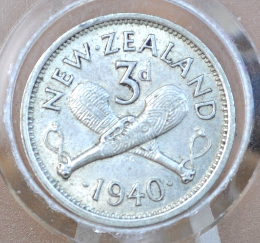 1940 New Zealand Silver Threepence - Great Condition - 50% Silver - 1940 New Zealand 3 Pence