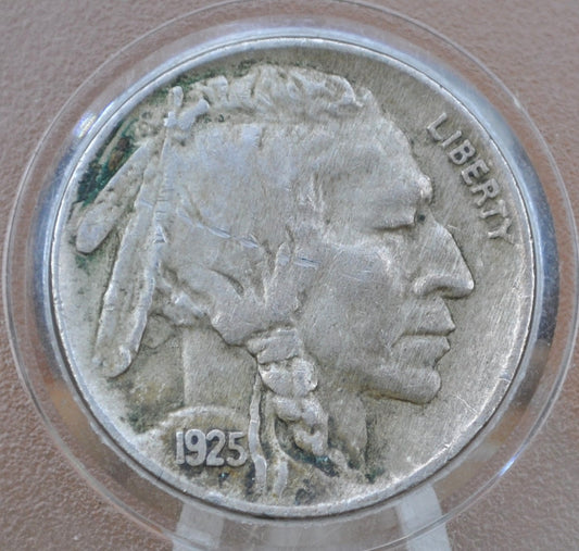 1925 Buffalo Nickel - AU, Scratch (About Uncirculated) - Vintage US Coin - Buffalo Nickels - 1925 US 1925 Indian Head Nickel 1925