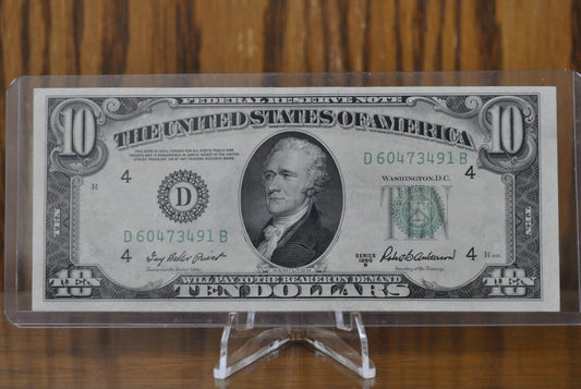 1950-B 10 Dollar Bill - CU (Uncirculated) Grade - 1950 Ten Dollar Federal Reserve Note - (D) Cleveland Ohio Issue - Fr#2012D, Fr#2012-D