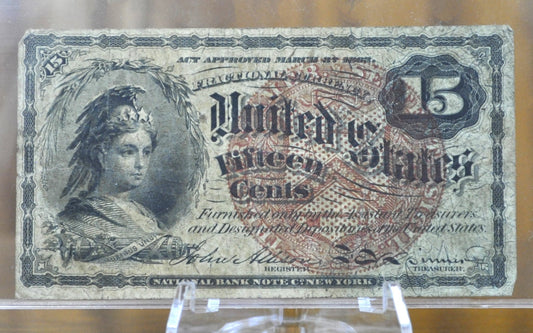 4th Issue 15 Cent Fractional Note 1863 - Fine Condition - Fourth Issue Fifteen Cent Note Fractional Note Fr1271, Authentic