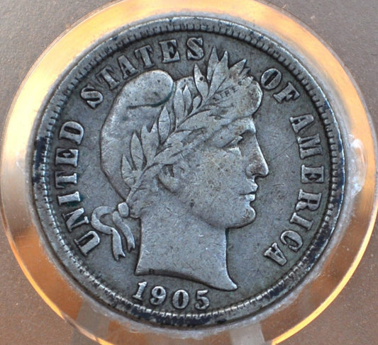 1905-O Barber Silver Dime - VF (Very Fine) Grade / Condition - Philadelphia Mint - 1905 P Barber Dime 1905 Dime