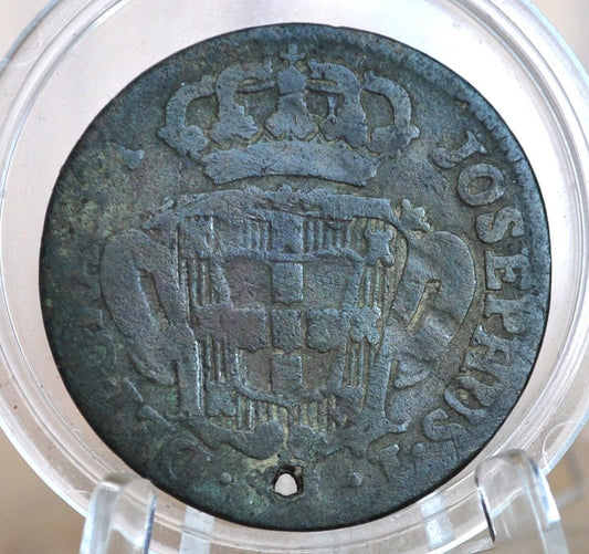 1766 Portuguese 5 Reis Portugal - Large Old Copper Coin - Republica Portugesa Five Reis XX Ried 1766 - Old Portuguese Coin