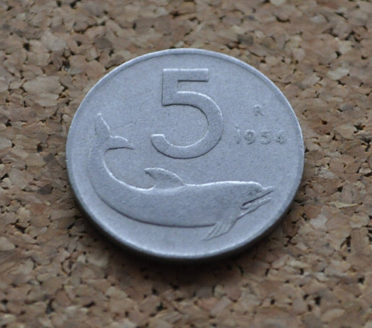 L.5 Italian Coin - 5 Lire 1954