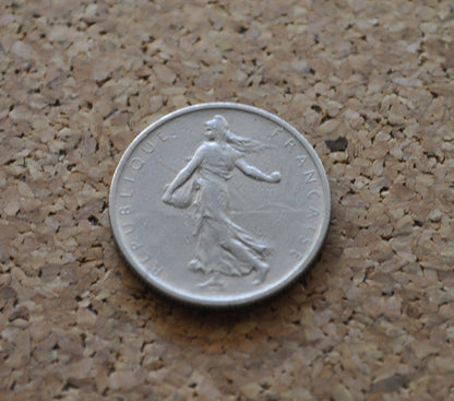 Vintage France 1/2 Franc Coin (1960s-1990s) - Half Franc Coin France - Olive Branch Design - Numismatic Collectible