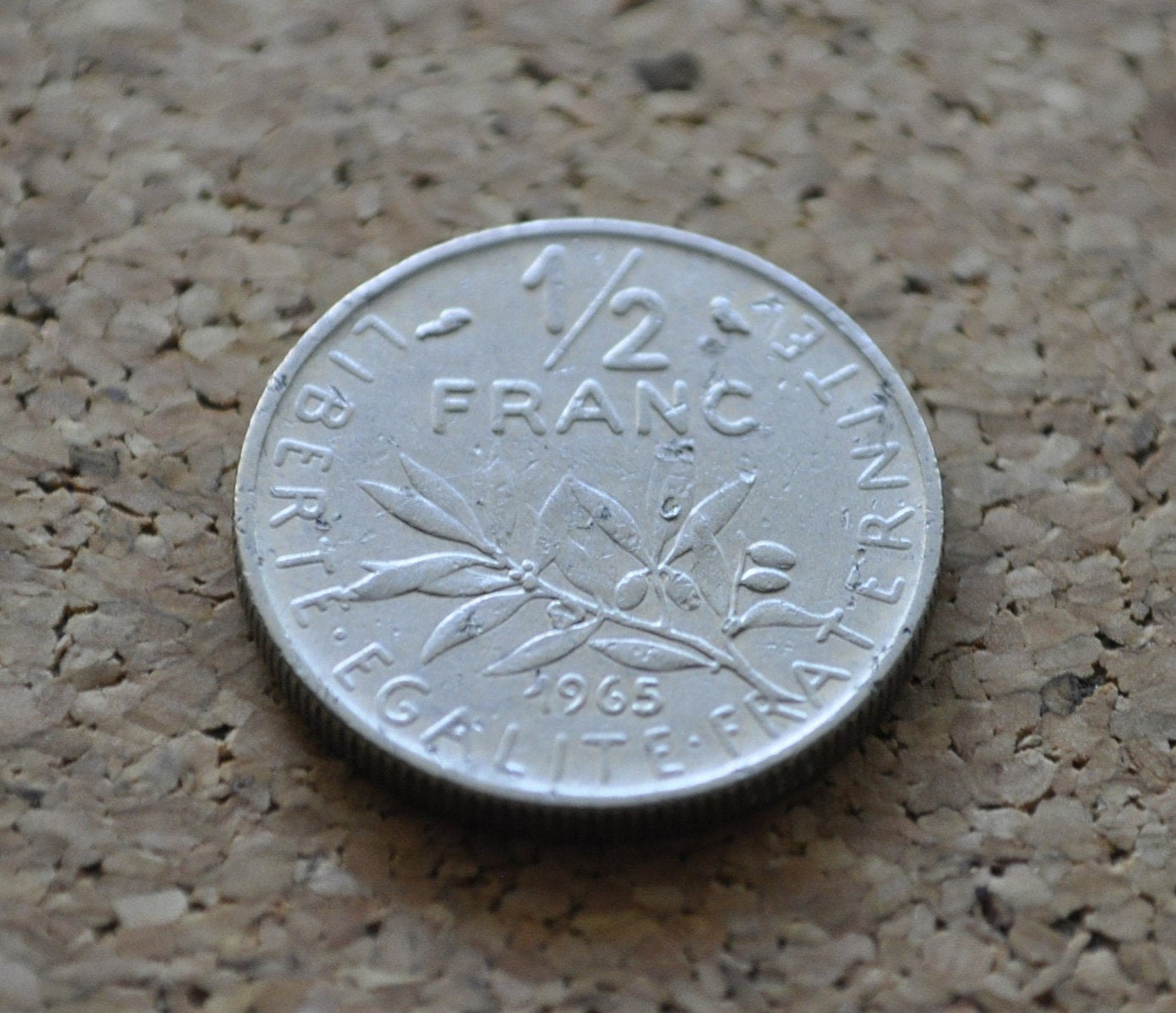 Vintage France 1/2 Franc Coin (1960s-1990s) - Half Franc Coin France - Olive Branch Design - Numismatic Collectible