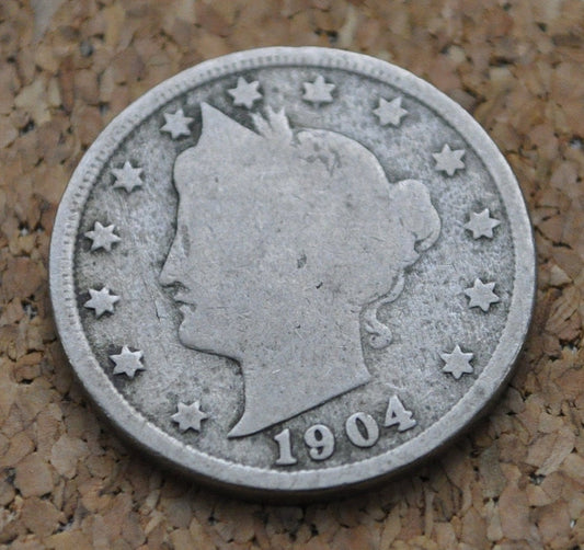 1904 Liberty Head Nickel - G (Good) - 1904 V Nickel - Liberty nickel 1904 Nickel