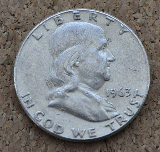 1963 Benjamin Franklin Half Dollar - 1963 Silver Half Dollar - 1963 Half Dollar - 1963 Ben Franklin Half Dollar - Philadelphia Mint - 1963 P