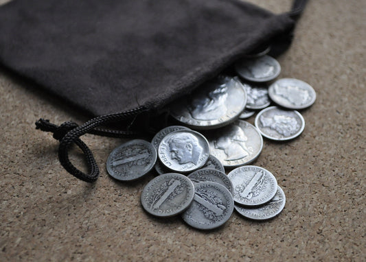 Bag of Silver Coins - Mercury Silver Dimes - Roosevelt Silver Dimes - Silver Quarters - Silver Half dollars