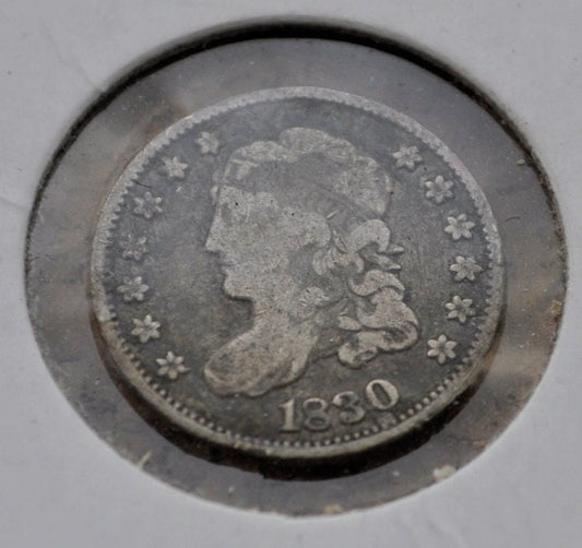 1830 Capped Bust Half Dime - VG (Very Good) - Silver - Uncleaned - Good Detail / Grade - 1830 Bust Dime - Early American Coin - Uncleaned