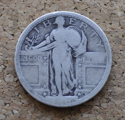 1917 Standing Liberty Quarter Type I (type one) - Second Year Minted - Good Condition - Great Details - 1917 Standing Liberty Quarter Type 1