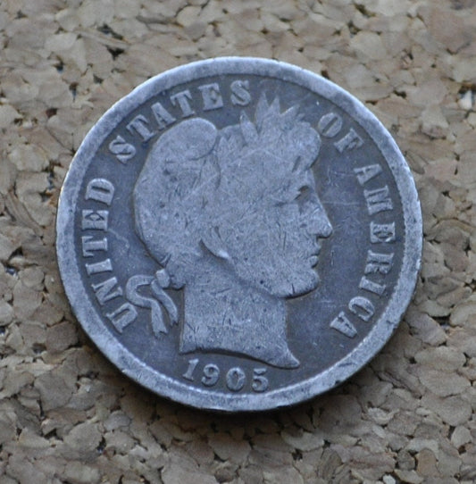 1905 Barber Dime - Philadelphia Mint - Silver Dime - 1905-P Barber Dime