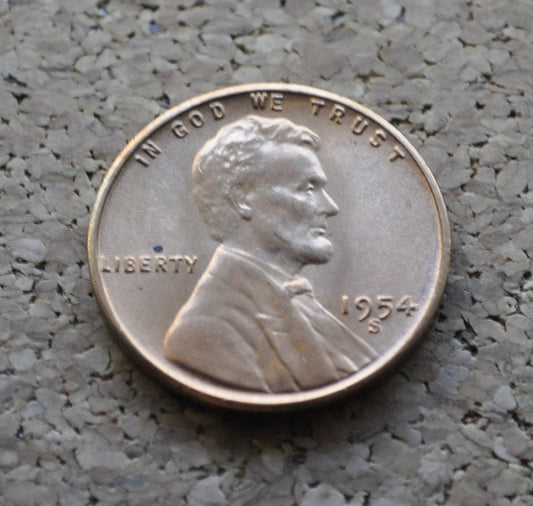 1954 S Wheat Penny - Gem BU (Brilliant Uncirculated) - San Francisco Mint - Collectible Coin - 1954-S Wheat Cent - Red Cent