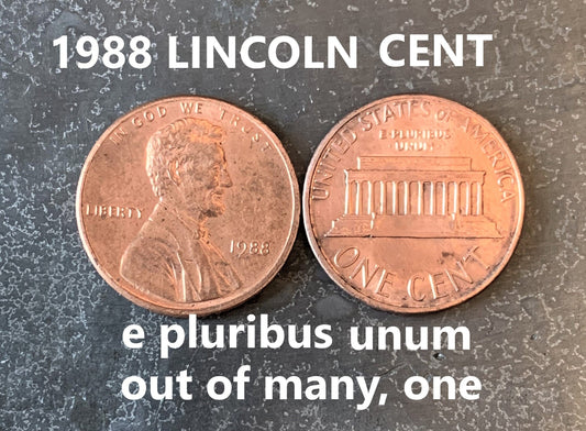 1988  Lincoln Memorial Penny Cent - Fantastic Condition - 34th Anniversary - Collectible Coin