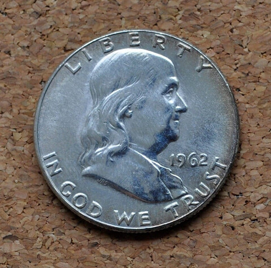 1962 Benjamin Franklin - Silver Half Dollar - 1962 Ben Franklin Half Dollar - 1962 Franklin Half - Philadelphia Mint - 1962 P Half Dollar