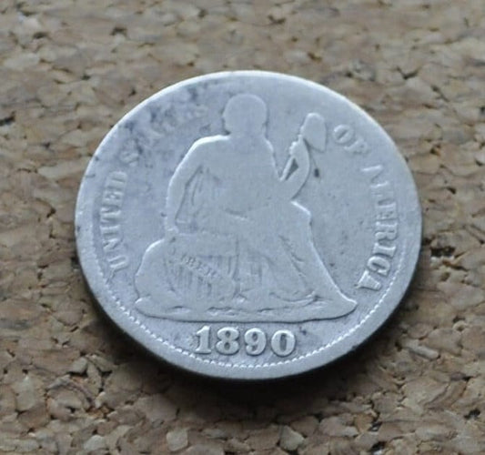 1890 Seated Liberty Dime - G (Good) - Philadelphia Mint - 1890 Silver Dime / 1890-P US Dime