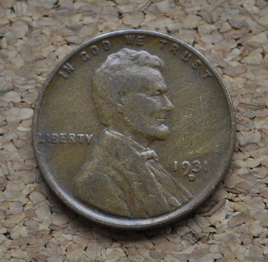 1931-D Wheat Penny - Choose by Grade - Denver Mint 1931 Wheat Ear Cent  - Semi-Key Date Wheat - Key date of the 1930's