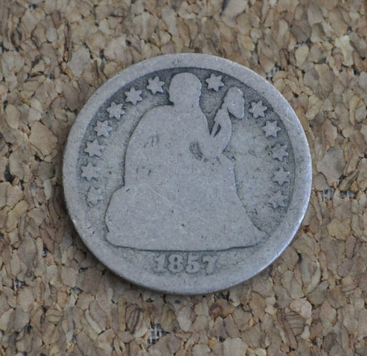 1857 Seated Liberty Dime - AG (About Good) - 1857 Silver Dime / 1857 Liberty Seated Dime - US