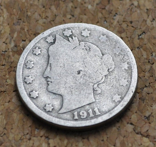 1911 V Nickel - G (Good) - Barber Nickel - 1911 Liberty Head Nickel - 1911 Liberty Head V Nickel