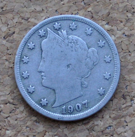 1907 Liberty Head Nickel - 1907 V Nickel - G to F (Good to Fine) Grade / Condition - Liberty Nickel 1907 Nickel - Choose by Grade Level