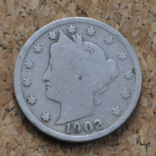 1902 Liberty Head Nickel - V Nickel - G (Good) Grade / Condition - Liberty Nickel - 1902 V Nickel - 1902 Nickel