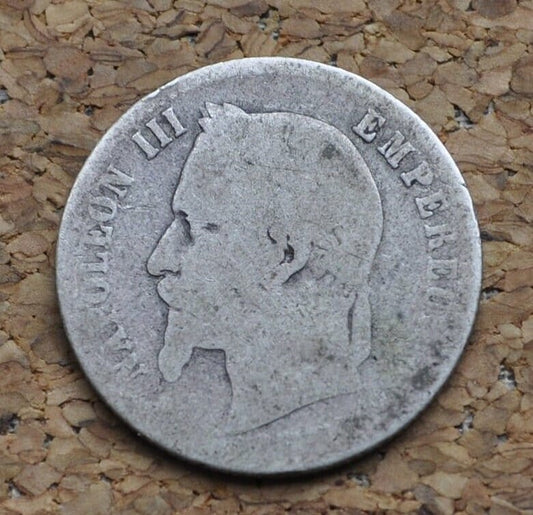 1866 French 50 Centimes Coin - Silver 50 Centimes - Napoleon III France Silver Fifty Centimes - 50 Centimes France 1866 A - Napoleon the 3rd